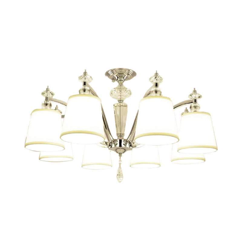 Chrome Curved Arm Chandelier Lighting Modern 3/6/8 Lights White Glass Hanging Lamp Fixture Clearhalo 'Ceiling Lights' 'Chandeliers' 'Modern Chandeliers' 'Modern' Lighting' 154160