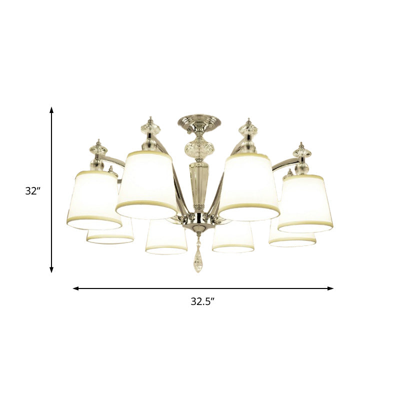 Chrome Curved Arm Chandelier Lighting Modern 3/6/8 Lights White Glass Hanging Lamp Fixture Clearhalo 'Ceiling Lights' 'Chandeliers' 'Modern Chandeliers' 'Modern' Lighting' 154161