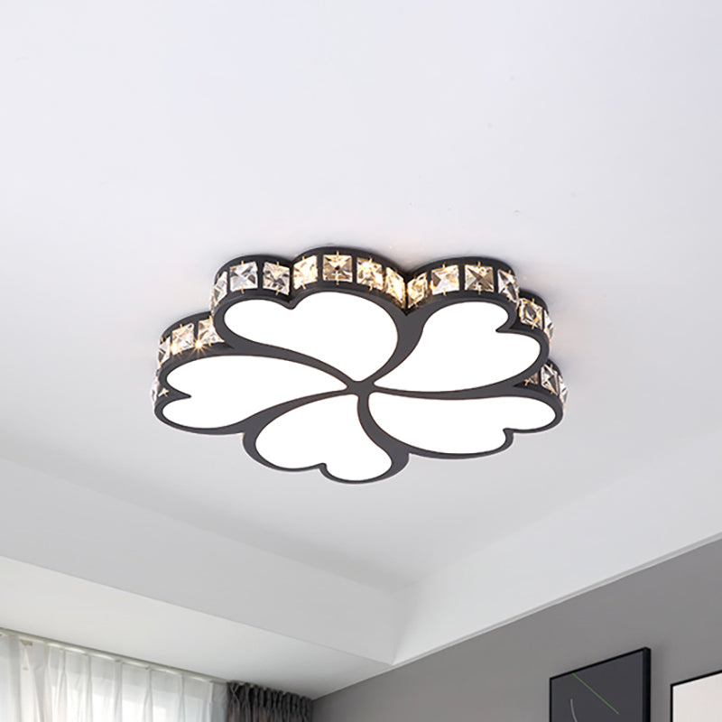 Nordic Clover Flush Mount Ceiling Light with Crystal Shade Black/White/Gold LED Bedroom Ceiling Flush Mount Light Clearhalo 'Ceiling Lights' 'Close To Ceiling Lights' 'Close to ceiling' 'Flush mount' Lighting' 154239