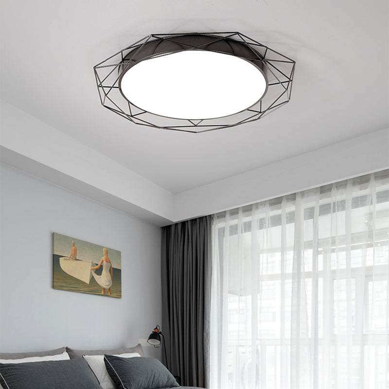 Round Metallic Flush Mount Ceiling Light with Wire Frame Nordic Gold/Black Ceiling Lighting for Bedroom, 21.5"/25.5" Wide Clearhalo 'Ceiling Lights' 'Close To Ceiling Lights' 'Close to ceiling' 'Flush mount' Lighting' 154292