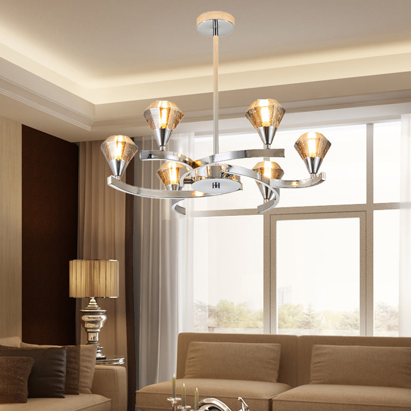 Diamond Crystal Chandelier Light with Sputnik Design Modern 6/8/10 Lights Chrome/Gold Ceiling Lamp Fixture Clearhalo 'Ceiling Lights' 'Chandeliers' 'Modern Chandeliers' 'Modern' Lighting' 154363