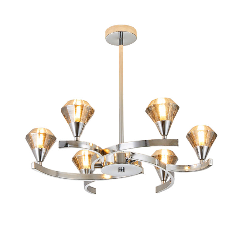 Diamond Crystal Chandelier Light with Sputnik Design Modern 6/8/10 Lights Chrome/Gold Ceiling Lamp Fixture Clearhalo 'Ceiling Lights' 'Chandeliers' 'Modern Chandeliers' 'Modern' Lighting' 154364