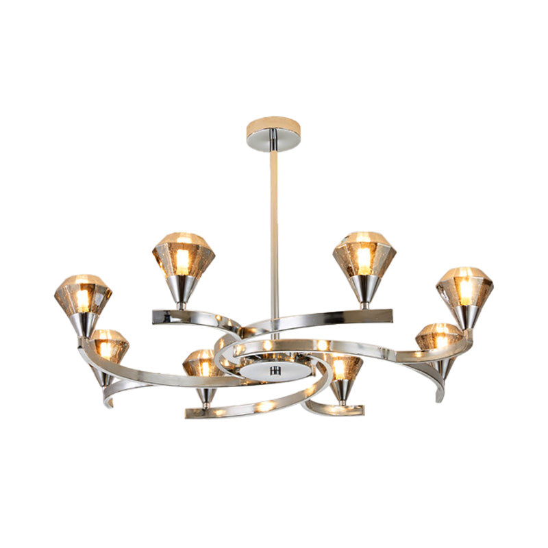 Diamond Crystal Chandelier Light with Sputnik Design Modern 6/8/10 Lights Chrome/Gold Ceiling Lamp Fixture Clearhalo 'Ceiling Lights' 'Chandeliers' 'Modern Chandeliers' 'Modern' Lighting' 154368