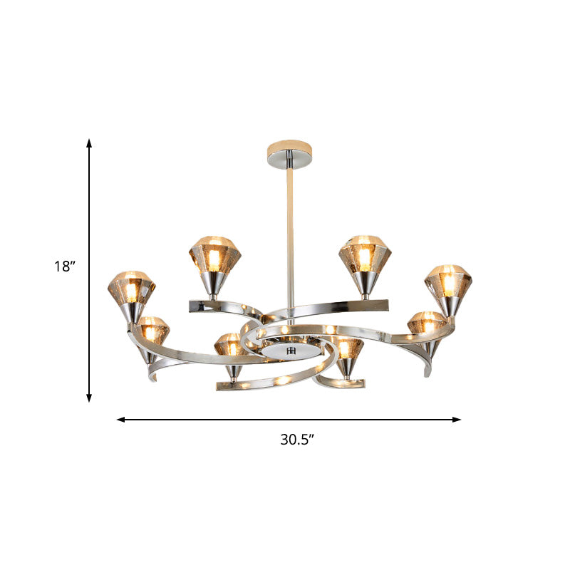 Diamond Crystal Chandelier Light with Sputnik Design Modern 6/8/10 Lights Chrome/Gold Ceiling Lamp Fixture Clearhalo 'Ceiling Lights' 'Chandeliers' 'Modern Chandeliers' 'Modern' Lighting' 154369