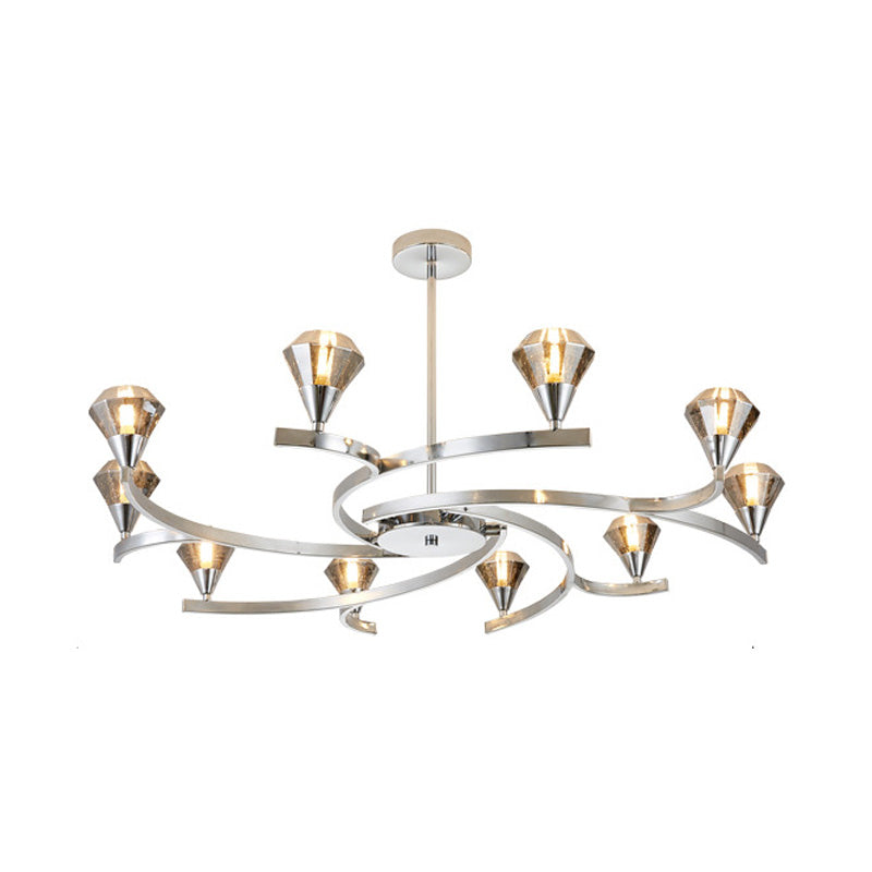 Diamond Crystal Chandelier Light with Sputnik Design Modern 6/8/10 Lights Chrome/Gold Ceiling Lamp Fixture Clearhalo 'Ceiling Lights' 'Chandeliers' 'Modern Chandeliers' 'Modern' Lighting' 154372