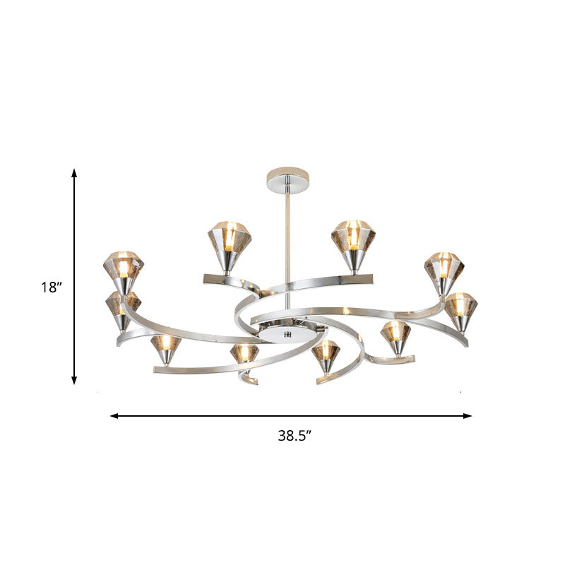 Diamond Crystal Chandelier Light with Sputnik Design Modern 6/8/10 Lights Chrome/Gold Ceiling Lamp Fixture Clearhalo 'Ceiling Lights' 'Chandeliers' 'Modern Chandeliers' 'Modern' Lighting' 154373