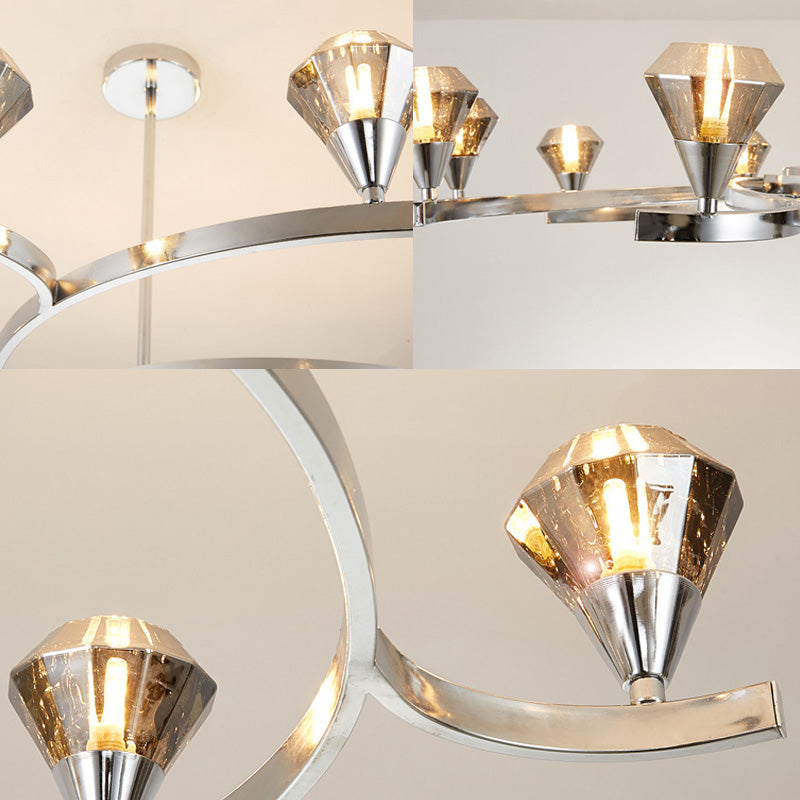 Diamond Crystal Chandelier Light with Sputnik Design Modern 6/8/10 Lights Chrome/Gold Ceiling Lamp Fixture Clearhalo 'Ceiling Lights' 'Chandeliers' 'Modern Chandeliers' 'Modern' Lighting' 154374