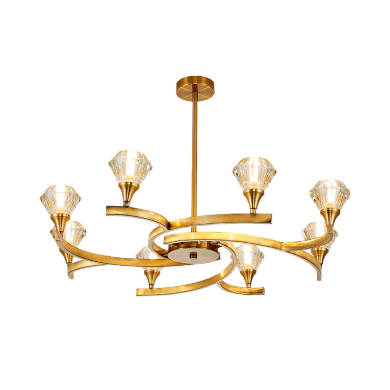 Diamond Crystal Chandelier Light with Sputnik Design Modern 6/8/10 Lights Chrome/Gold Ceiling Lamp Fixture Clearhalo 'Ceiling Lights' 'Chandeliers' 'Modern Chandeliers' 'Modern' Lighting' 154380