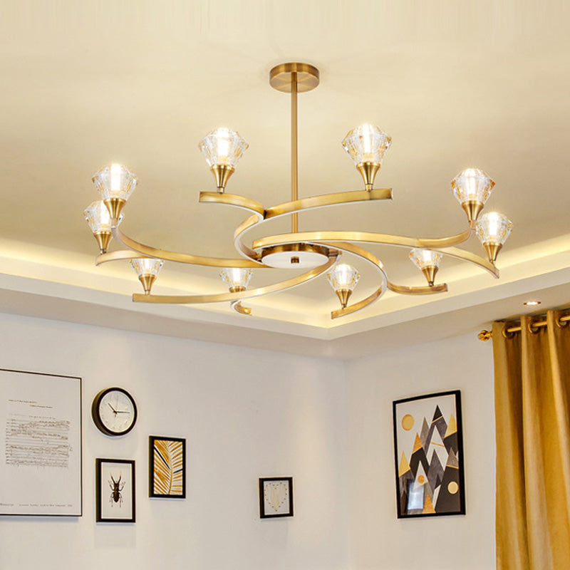 Diamond Crystal Chandelier Light with Sputnik Design Modern 6/8/10 Lights Chrome/Gold Ceiling Lamp Fixture 10 Gold Clearhalo 'Ceiling Lights' 'Chandeliers' 'Modern Chandeliers' 'Modern' Lighting' 154381