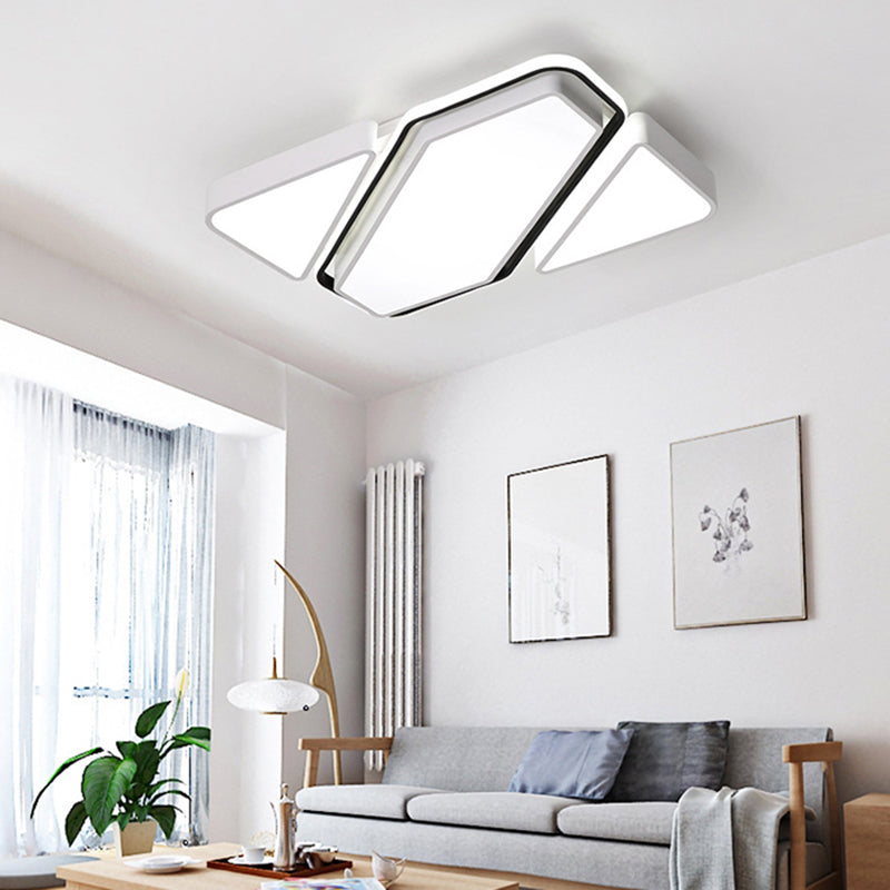 Spliced Rectangle LED Flush Ceiling Light Modern Metal White Living Room Ceiling Flush Mount with Acrylic Diffuser, 25.5"/37.5" W White Clearhalo 'Ceiling Lights' 'Close To Ceiling Lights' 'Close to ceiling' 'Flush mount' Lighting' 154392