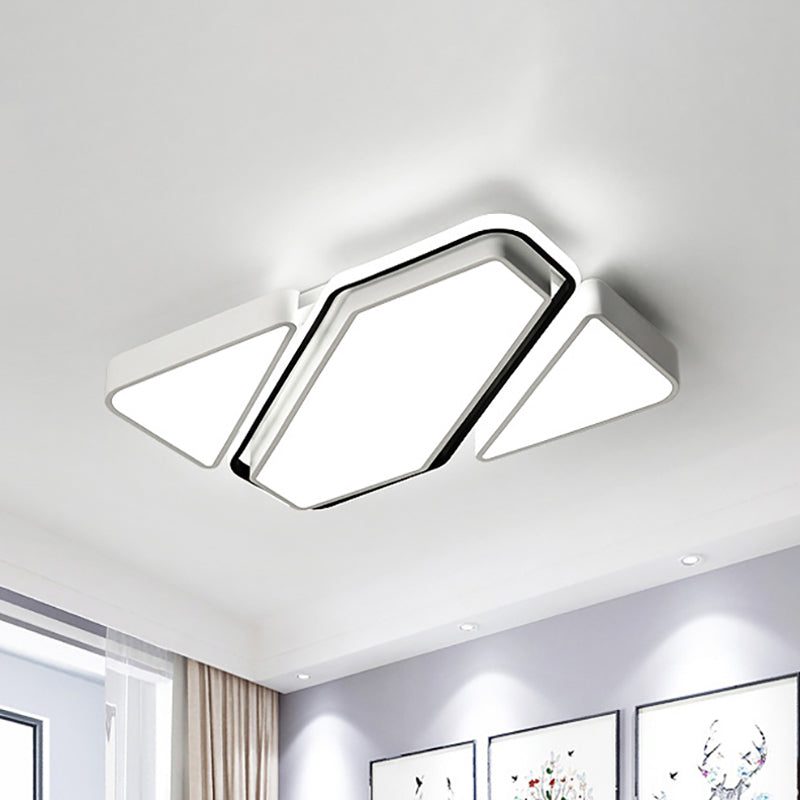 Spliced Rectangle LED Flush Ceiling Light Modern Metal White Living Room Ceiling Flush Mount with Acrylic Diffuser, 25.5"/37.5" W Clearhalo 'Ceiling Lights' 'Close To Ceiling Lights' 'Close to ceiling' 'Flush mount' Lighting' 154393