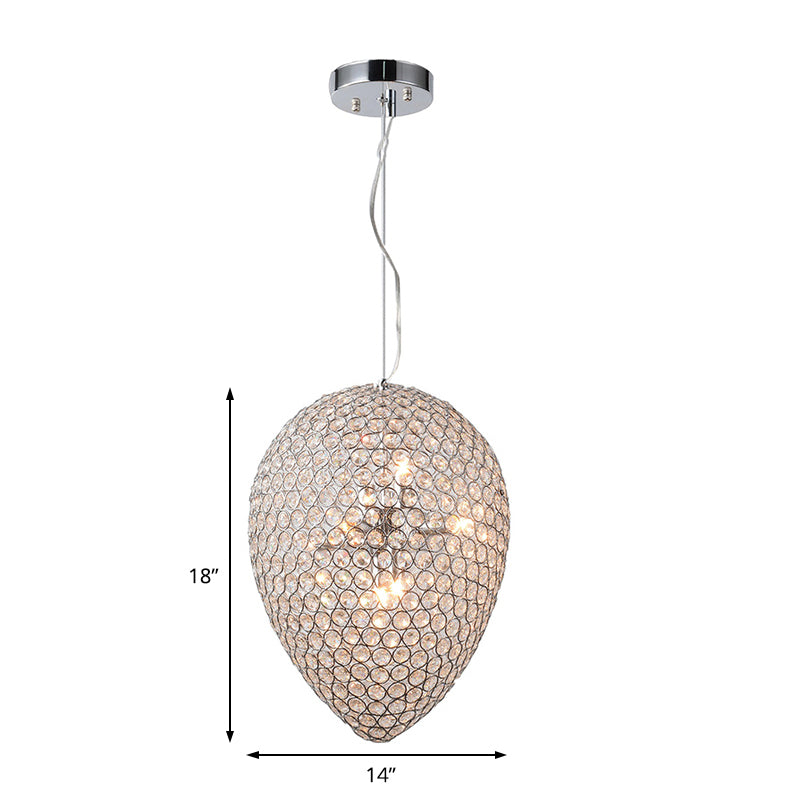 Chrome Finish Beaded Pendant Lighting with Teardrop Shade Modern Clear Crystal Multi Light Chandelier Lamp Clearhalo 'Ceiling Lights' 'Chandeliers' 'Modern Chandeliers' 'Modern' Lighting' 154421