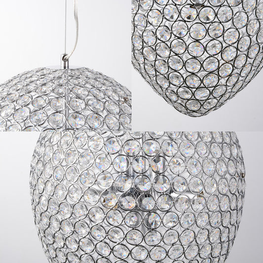 Chrome Finish Beaded Pendant Lighting with Teardrop Shade Modern Clear Crystal Multi Light Chandelier Lamp Clearhalo 'Ceiling Lights' 'Chandeliers' 'Modern Chandeliers' 'Modern' Lighting' 154422