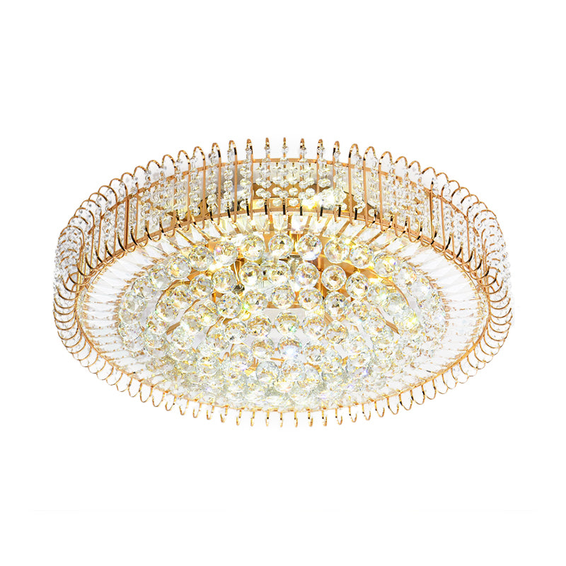 Gold Flush Ceiling Light Vintage Metallic 12"/18" Dia Multi Light Ceiling Light Fixture with Clear Crystal Ball Deco Clearhalo 'Ceiling Lights' 'Close To Ceiling Lights' 'Close to ceiling' 'Flush mount' Lighting' 154444