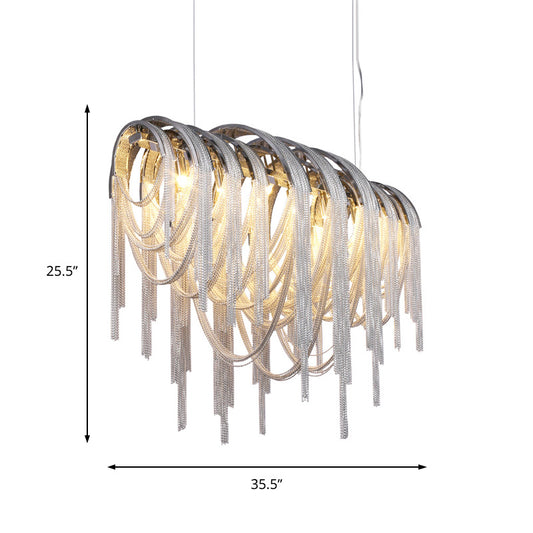 Metal Tassel Chandelier Contemporary Nordic Style 7 Lights White Chandelier Ceiling Lamp Kit Clearhalo 'Ceiling Lights' 'Chandeliers' 'Modern Chandeliers' 'Modern' Lighting' 154539