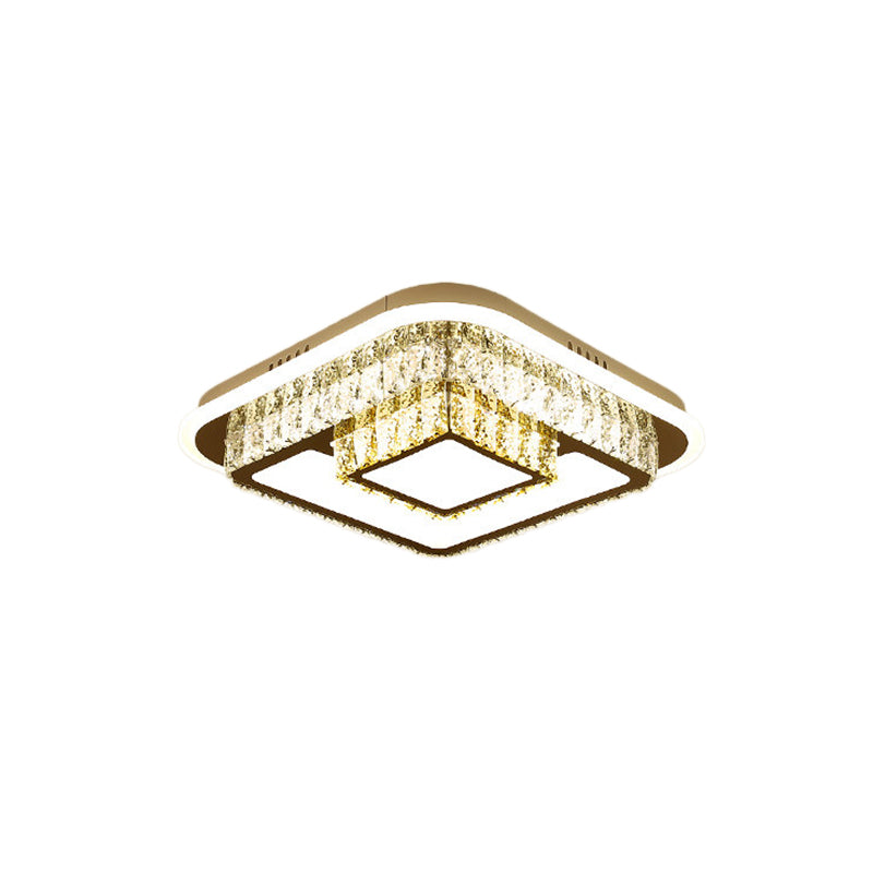 Modernism Square/Flower Flush Ceiling Light Clear Crystal LED Close to Ceiling Light in White for Bedroom Clearhalo 'Ceiling Lights' 'Close To Ceiling Lights' 'Close to ceiling' 'Flush mount' Lighting' 154542