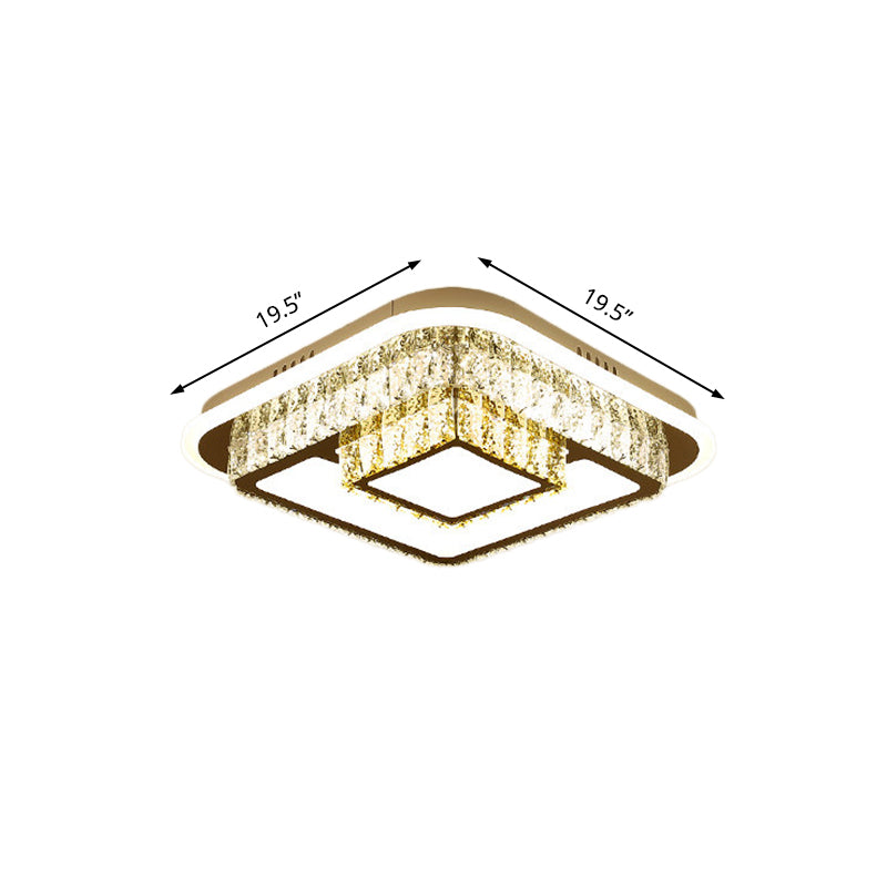 Modernism Square/Flower Flush Ceiling Light Clear Crystal LED Close to Ceiling Light in White for Bedroom Clearhalo 'Ceiling Lights' 'Close To Ceiling Lights' 'Close to ceiling' 'Flush mount' Lighting' 154543