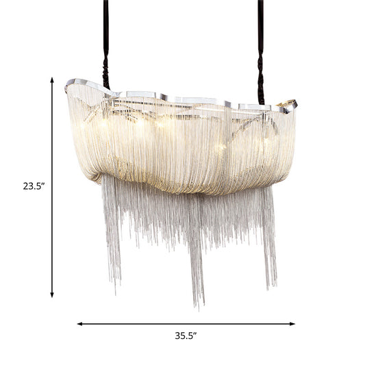 Tassel Empire Chandelier Modern Nordic Style Metal 12 Lights Gold/Silver Hanging Light Fixture Clearhalo 'Ceiling Lights' 'Chandeliers' 'Modern Chandeliers' 'Modern' Lighting' 154568