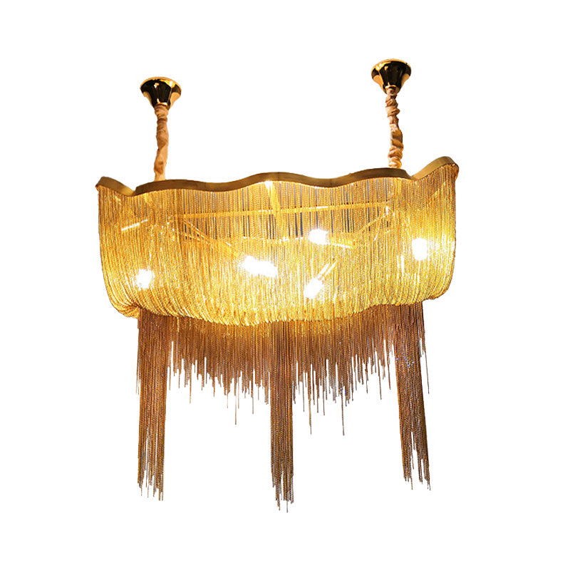 Tassel Empire Chandelier Modern Nordic Style Metal 12 Lights Gold/Silver Hanging Light Fixture Clearhalo 'Ceiling Lights' 'Chandeliers' 'Modern Chandeliers' 'Modern' Lighting' 154571