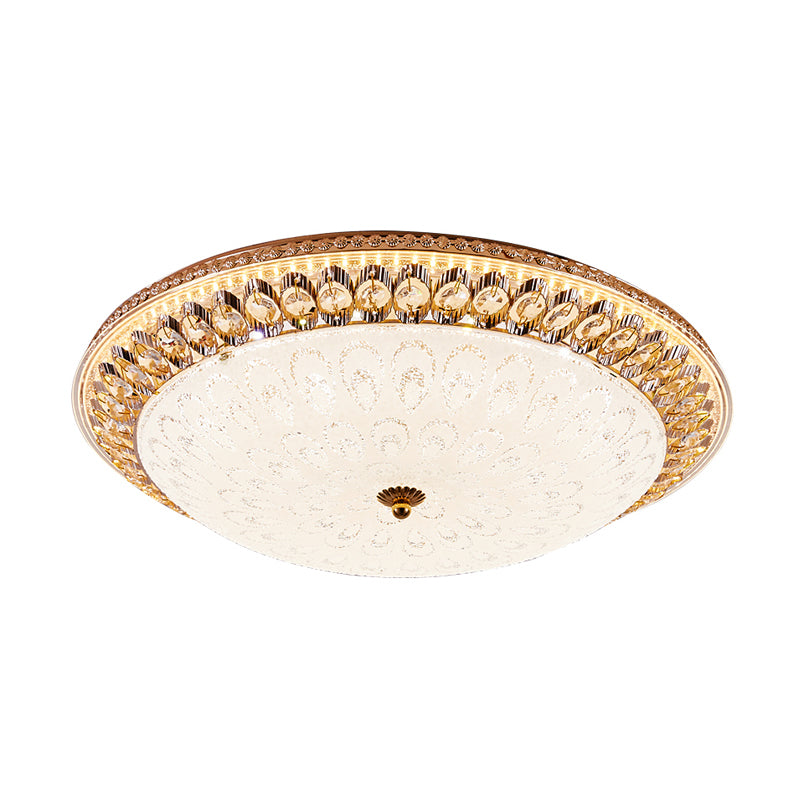 1 Light Round Flush Mount Lamp Modern Crystal Ceiling Mounted Light with Peacock Design in Warm/White Light Clearhalo 'Ceiling Lights' 'Close To Ceiling Lights' 'Close to ceiling' 'Flush mount' Lighting' 154574