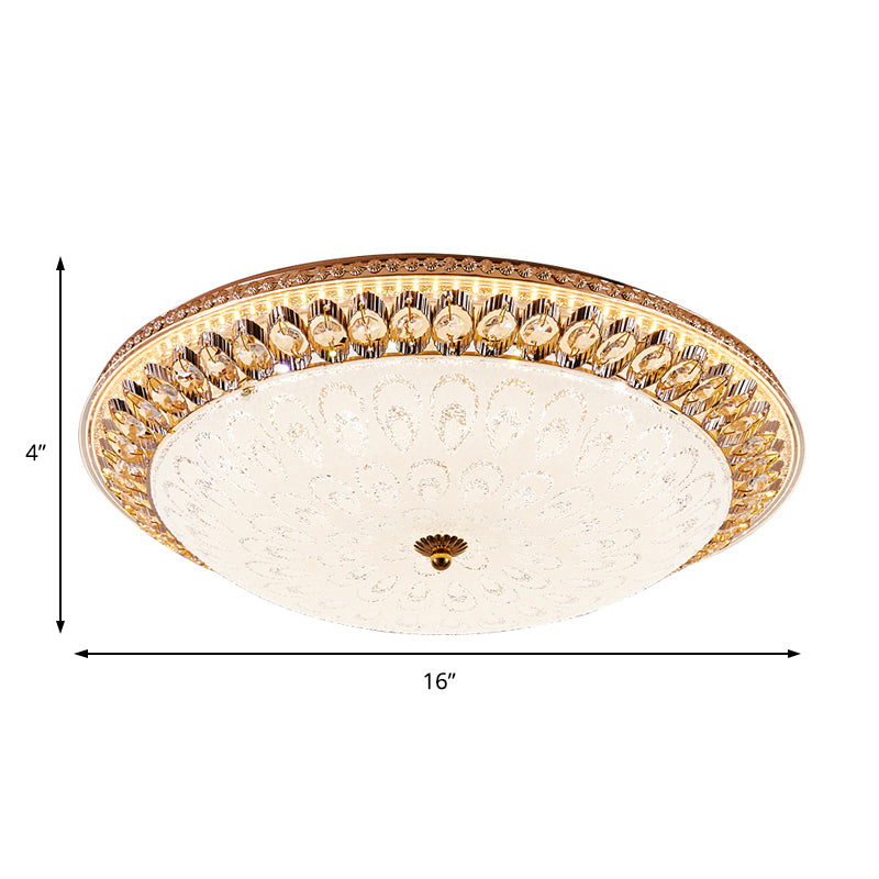 1 Light Round Flush Mount Lamp Modern Crystal Ceiling Mounted Light with Peacock Design in Warm/White Light Clearhalo 'Ceiling Lights' 'Close To Ceiling Lights' 'Close to ceiling' 'Flush mount' Lighting' 154575