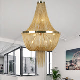 Modern Nordic Style Tassel Empire Chandelier Lighting 6 Lights Hanging Ceiling Fixture in Gold Clearhalo 'Ceiling Lights' 'Chandeliers' 'Modern Chandeliers' 'Modern' Lighting' 154577