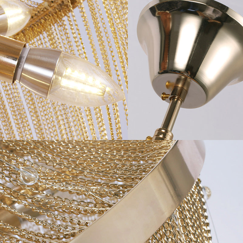 Modern Nordic Style Tassel Empire Chandelier Lighting 6 Lights Hanging Ceiling Fixture in Gold Clearhalo 'Ceiling Lights' 'Chandeliers' 'Modern Chandeliers' 'Modern' Lighting' 154580