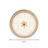 16"/19.5" Wide Round Ceiling Flush Light Metal and Crystal LED Flush Mount Lamp with Peacock Tail/Flower Pattern in Gold Clearhalo 'Ceiling Lights' 'Close To Ceiling Lights' 'Close to ceiling' 'Flush mount' Lighting' 154669