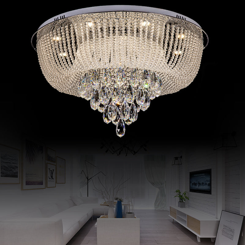 Clear Crystal Beaded Flush Mount Light with Round Shade Modern LED Flush Lamp in Clear for Bedroom Clearhalo 'Ceiling Lights' 'Close To Ceiling Lights' 'Close to ceiling' 'Flush mount' Lighting' 154682