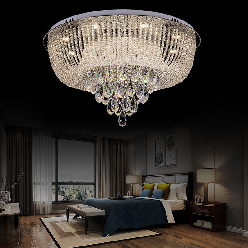 Clear Crystal Beaded Flush Mount Light with Round Shade Modern LED Flush Lamp in Clear for Bedroom Clearhalo 'Ceiling Lights' 'Close To Ceiling Lights' 'Close to ceiling' 'Flush mount' Lighting' 154683