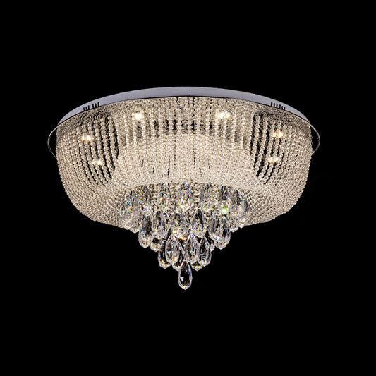 Clear Crystal Beaded Flush Mount Light with Round Shade Modern LED Flush Lamp in Clear for Bedroom Clearhalo 'Ceiling Lights' 'Close To Ceiling Lights' 'Close to ceiling' 'Flush mount' Lighting' 154685