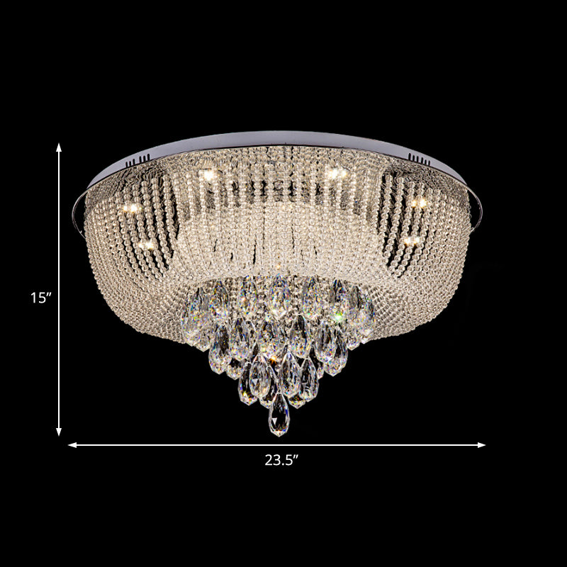 Clear Crystal Beaded Flush Mount Light with Round Shade Modern LED Flush Lamp in Clear for Bedroom Clearhalo 'Ceiling Lights' 'Close To Ceiling Lights' 'Close to ceiling' 'Flush mount' Lighting' 154686