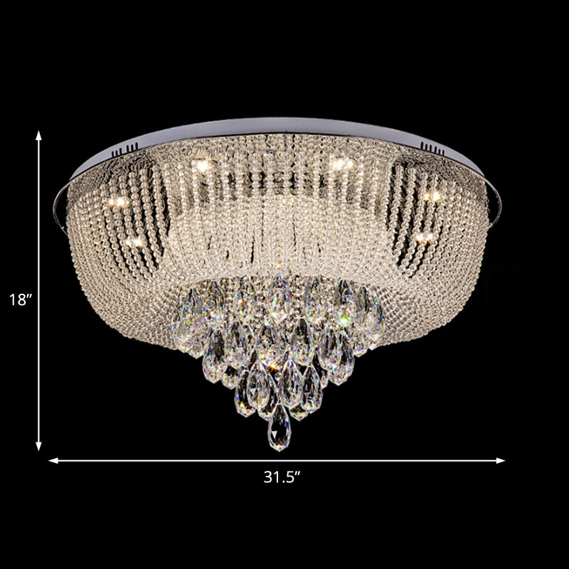 Clear Crystal Beaded Flush Mount Light with Round Shade Modern LED Flush Lamp in Clear for Bedroom Clearhalo 'Ceiling Lights' 'Close To Ceiling Lights' 'Close to ceiling' 'Flush mount' Lighting' 154687