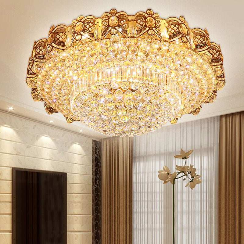 Contemporary Crystal Ceiling Light Fixture Integrated Led Round Flush Mount Light in Gold, 16"/23.5" Wide Clearhalo 'Ceiling Lights' 'Close To Ceiling Lights' 'Close to ceiling' 'Flush mount' Lighting' 154699