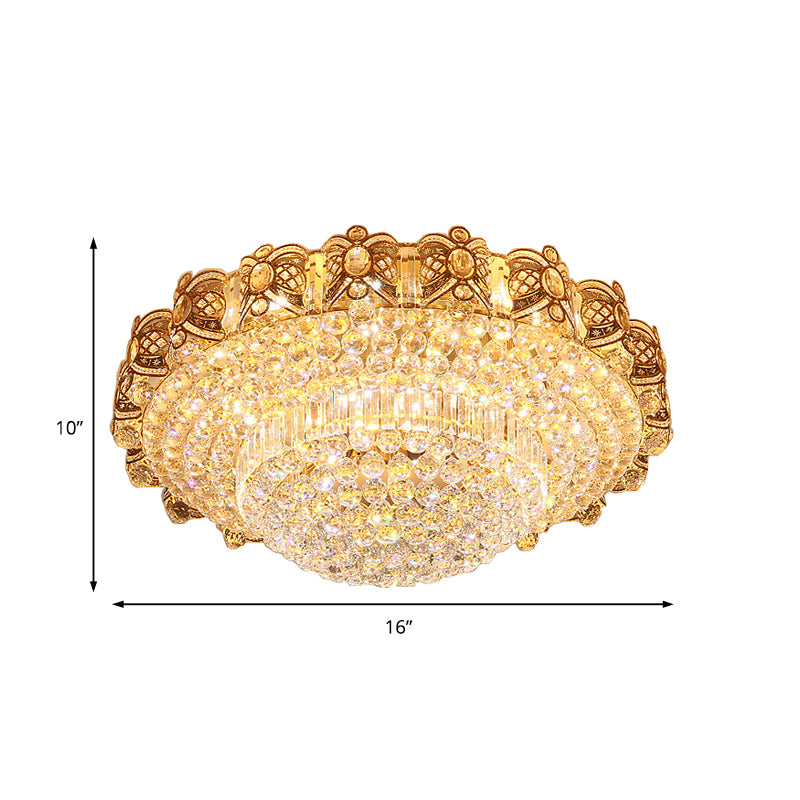 Contemporary Crystal Ceiling Light Fixture Integrated Led Round Flush Mount Light in Gold, 16"/23.5" Wide Clearhalo 'Ceiling Lights' 'Close To Ceiling Lights' 'Close to ceiling' 'Flush mount' Lighting' 154702