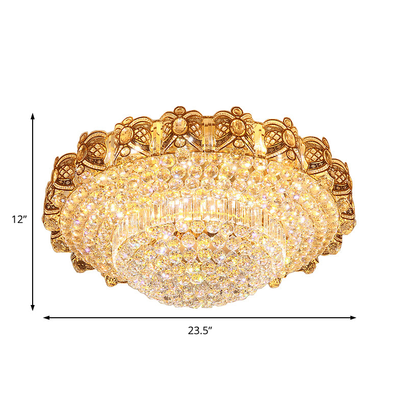 Contemporary Crystal Ceiling Light Fixture Integrated Led Round Flush Mount Light in Gold, 16"/23.5" Wide Clearhalo 'Ceiling Lights' 'Close To Ceiling Lights' 'Close to ceiling' 'Flush mount' Lighting' 154703