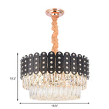 12 Lights Round Chandelier Pendant Light Vintage Metal Hanging Light with Crystal Block in Black Finish Clearhalo 'Ceiling Lights' 'Chandeliers' 'Modern Chandeliers' 'Modern' Lighting' 154778