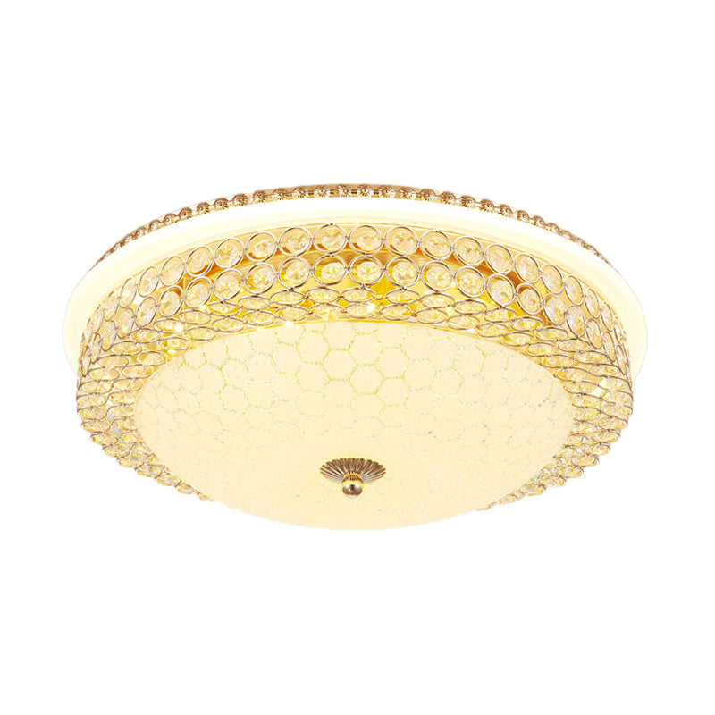 Clear Crystal Round Ceiling Light Modern LED Flush Mount Lamp with Frosted Glass Diffuser in Gold, 16"/19.5" W Clearhalo 'Ceiling Lights' 'Close To Ceiling Lights' 'Close to ceiling' 'Flush mount' Lighting' 154786