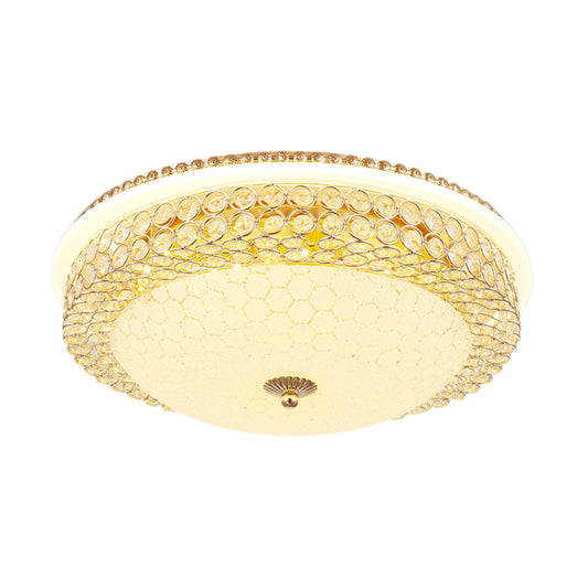 Clear Crystal Round Ceiling Light Modern LED Flush Mount Lamp with Frosted Glass Diffuser in Gold, 16"/19.5" W Clearhalo 'Ceiling Lights' 'Close To Ceiling Lights' 'Close to ceiling' 'Flush mount' Lighting' 154786