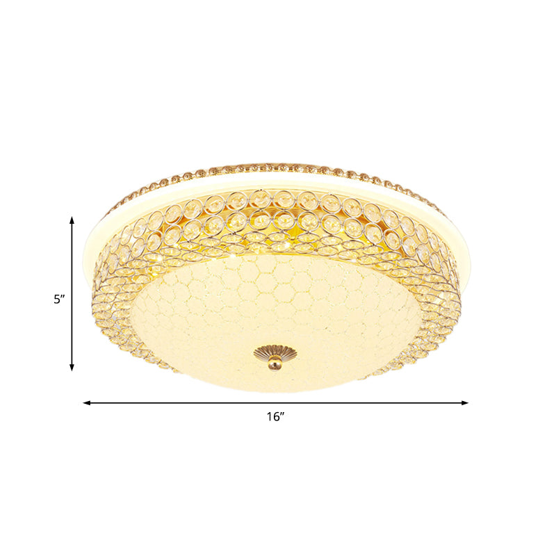 Clear Crystal Round Ceiling Light Modern LED Flush Mount Lamp with Frosted Glass Diffuser in Gold, 16"/19.5" W Clearhalo 'Ceiling Lights' 'Close To Ceiling Lights' 'Close to ceiling' 'Flush mount' Lighting' 154787