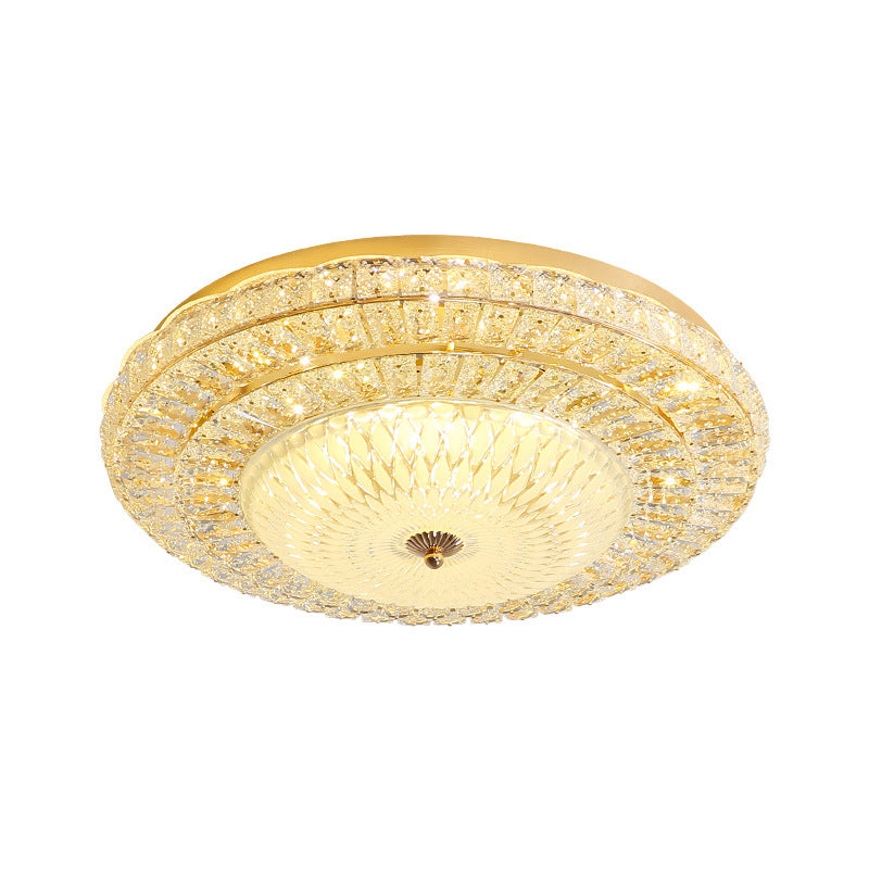 Clear Crystal Circle Flush Ceiling Light Contemporary LED Flush Light with Glass Diffuser in White Clearhalo 'Ceiling Lights' 'Close To Ceiling Lights' 'Close to ceiling' 'Flush mount' Lighting' 154806