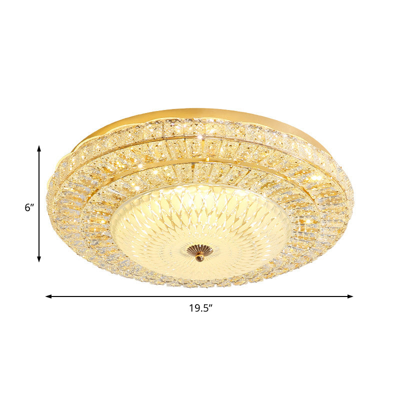 Clear Crystal Circle Flush Ceiling Light Contemporary LED Flush Light with Glass Diffuser in White Clearhalo 'Ceiling Lights' 'Close To Ceiling Lights' 'Close to ceiling' 'Flush mount' Lighting' 154807