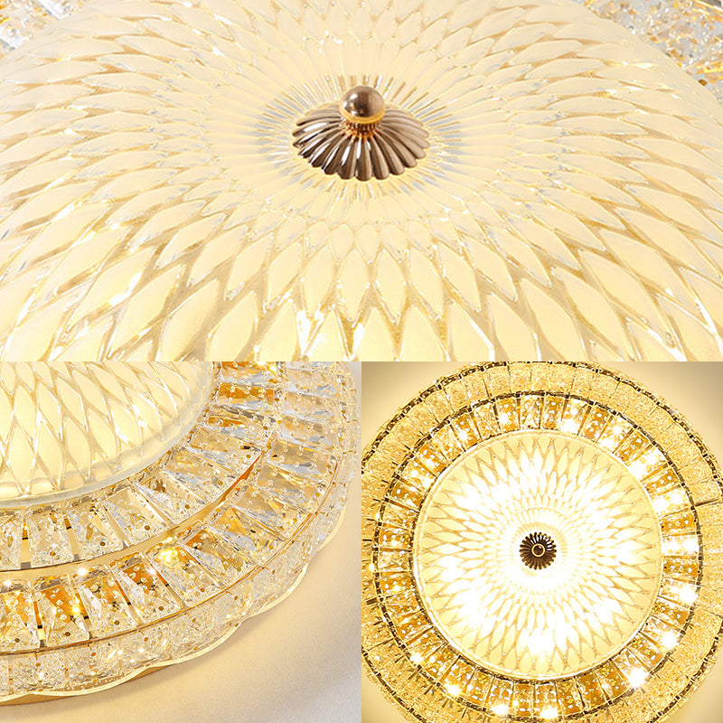 Clear Crystal Circle Flush Ceiling Light Contemporary LED Flush Light with Glass Diffuser in White Clearhalo 'Ceiling Lights' 'Close To Ceiling Lights' 'Close to ceiling' 'Flush mount' Lighting' 154808