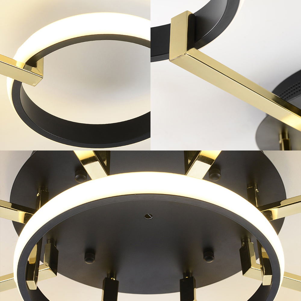 Sputnik Flush Mount Ceiling Modern Acrylic 7/9 Lights Living Room Integrated LED Ceiling Lighting in Black Clearhalo 'Ceiling Lights' 'Close To Ceiling Lights' 'Close to ceiling' 'Semi-flushmount' Lighting' 154853