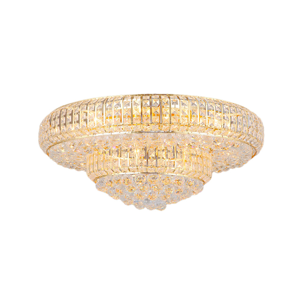 Gold Finish Round Flush Ceiling Light Modern Style Clear Crystal Flush Mount Chandelier for Living Room Clearhalo 'Ceiling Lights' 'Close To Ceiling Lights' 'Close to ceiling' 'Flush mount' Lighting' 154862