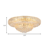 Gold Finish Round Flush Ceiling Light Modern Style Clear Crystal Flush Mount Chandelier for Living Room Clearhalo 'Ceiling Lights' 'Close To Ceiling Lights' 'Close to ceiling' 'Flush mount' Lighting' 154863