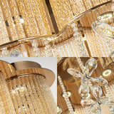 Gold Flower Shade Flushmount Lighting Modern Clear Crystal and Metal LED Flush Pendant Light, 19.5"/23.5" Wide Clearhalo 'Ceiling Lights' 'Close To Ceiling Lights' 'Close to ceiling' 'Flush mount' Lighting' 154895