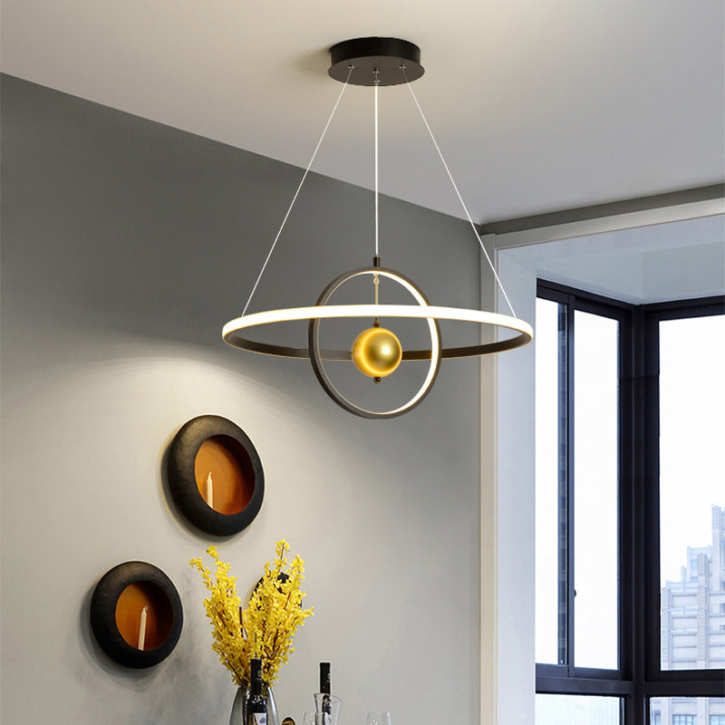 Black/White Orbit LED Ceiling Pendant Light Contemporary Acrylic Chandelier in Warm/White Light Black Clearhalo 'Ceiling Lights' 'Chandeliers' 'Modern Chandeliers' 'Modern' Lighting' 154896