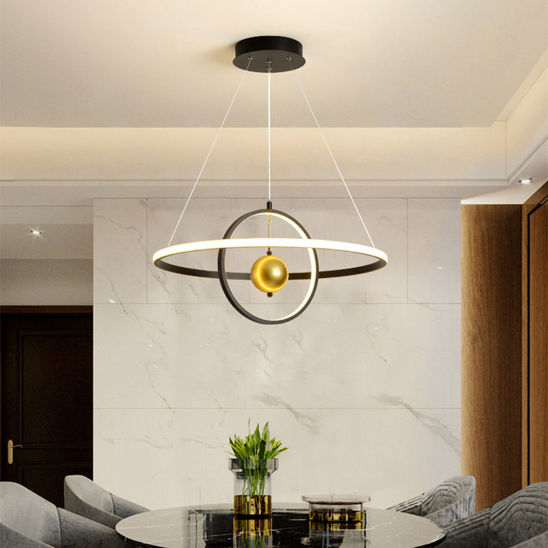 Black/White Orbit LED Ceiling Pendant Light Contemporary Acrylic Chandelier in Warm/White Light Clearhalo 'Ceiling Lights' 'Chandeliers' 'Modern Chandeliers' 'Modern' Lighting' 154897