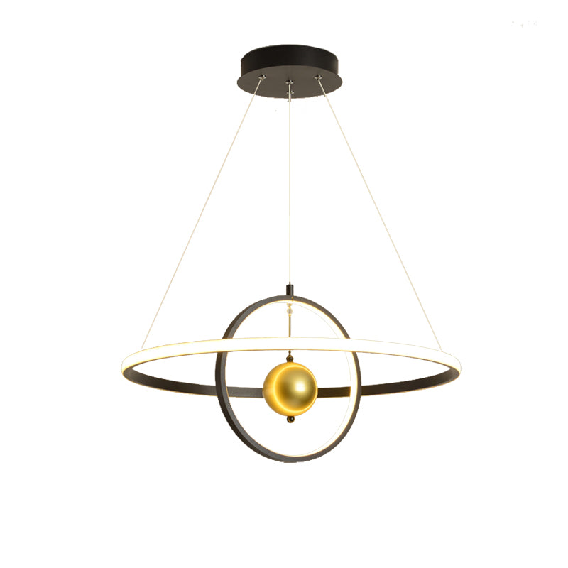 Black/White Orbit LED Ceiling Pendant Light Contemporary Acrylic Chandelier in Warm/White Light Clearhalo 'Ceiling Lights' 'Chandeliers' 'Modern Chandeliers' 'Modern' Lighting' 154898